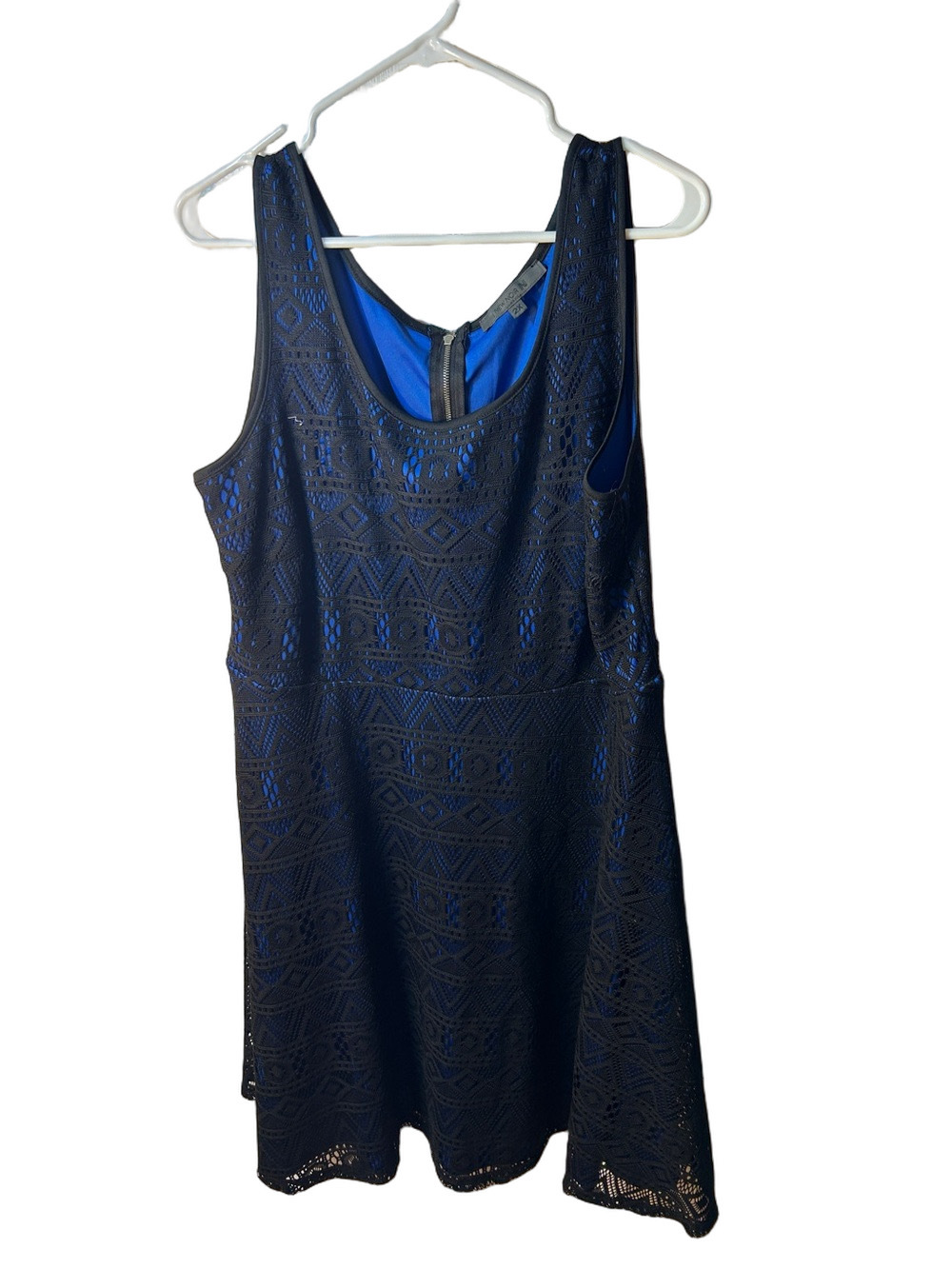New Noir Sleeveless Black Lace Overlay Dress with Blue Lining 2xl Whimsygoth